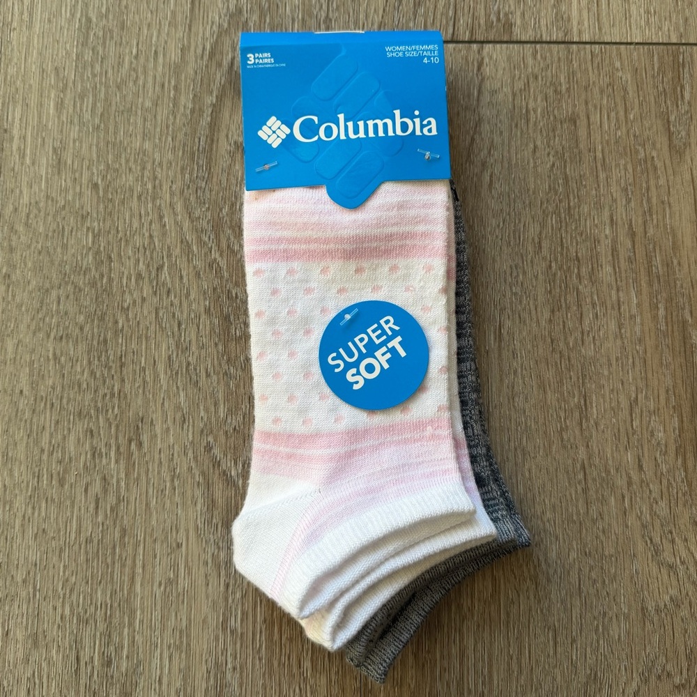 Columbia Women’s No Show Socks 3 Pack Pink Dawn Multi Super Soft
